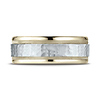 8mm WG Hammered Rounded Edge Wedding Band by Benchmark Rings in 14K Two-Tone Gold thumb 1