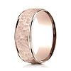 8mm Hammered Center Rounded Edge Wedding Band by Benchmark Rings in 14K Rose Gold thumb 0