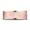 8mm Hammered Center Rounded Edge Wedding Band by Benchmark Rings in 14K Rose Gold thumb 1