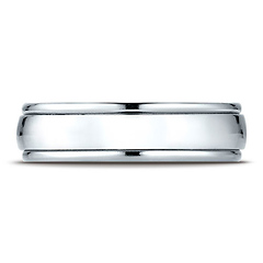 6mm Concave Low Domed Comfort Wedding Band by Benchmark Rings in Solid 14K White Gold