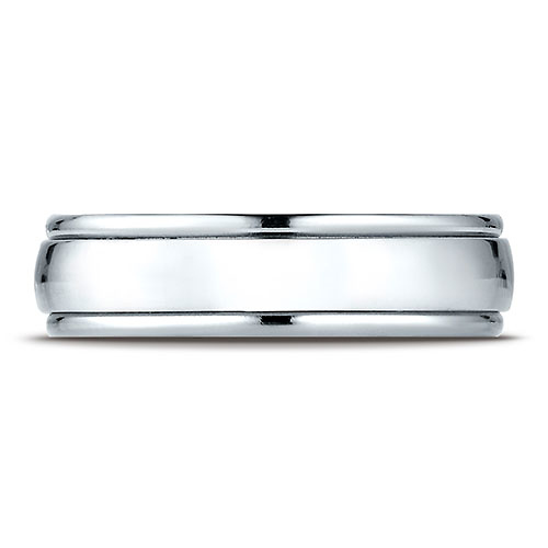 6mm Concave Low Domed Comfort Wedding Band by Benchmark Rings in Solid 14K White Gold Slide 0