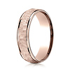 6mm Hammered Center Rounded Edge Wedding Band by Benchmark Rings in 14K Rose Gold thumb 0