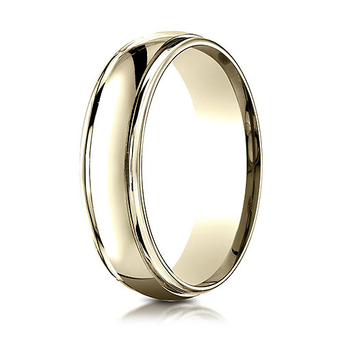 6mm Concave Low Domed Comfort Wedding Band by Benchmark Rings in 14K Yellow Gold Slide 1