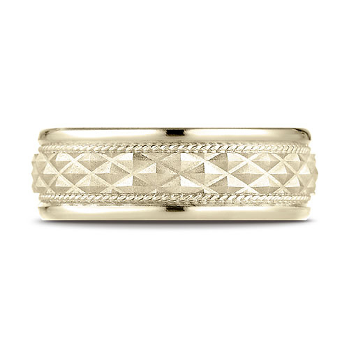 8mm Crosshatch Rope Wedding Band by Benchmark Rings in 14K Yellow Gold Slide 1