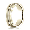 7mm Dual Satin Striped Euro Shank Wedding Band by Benchmark Rings in 14K Yellow Gold thumb 0