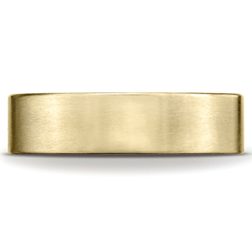 6mm Flat Brushed Comfort-Fit 14K Yellow Gold Wedding Band by Benchmark Rings Slide 1