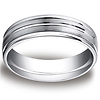 6mm Flat Striped Comfort-Fit 14K White Gold Wedding Band by Benchmark Rings thumb 0