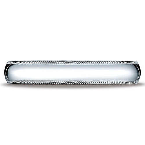 4mm Domed Comfort-Fit Milgrain Wedding Band by Benchmark Rings in Solid 14K White Gold Slide 1