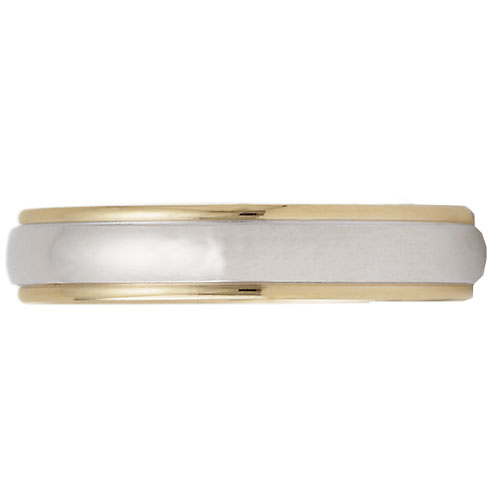 4mm Two-Tone 18K Gold Edge Platinum Comfort-Fit Ring by Benchmark Slide 0