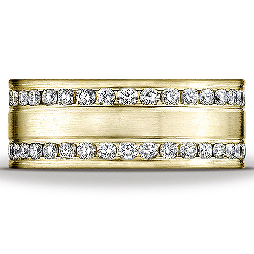 8mm Satin Duo Eternity Diamond Ring in Solid 14K Yellow Gold 1.50ctw Slide 1
