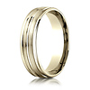 6mm Flat Striped Comfort-Fit 14K Yellow Gold Wedding Band by Benchmark Rings thumb 1