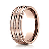 8mm Domed Striped Satin Wedding Band by Benchmark Rings in 14K Rose Gold thumb 0