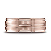 8mm Domed Striped Satin Wedding Band by Benchmark Rings in 14K Rose Gold thumb 1