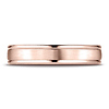 4mm Satin Center Rimmed Wedding Band by Benchmark in 14K Rose Gold thumb 1