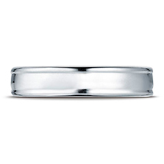4mm Concave Low Domed Comfort-Fit Wedding Band by Benchmark Ring - Solid 14K White Gold