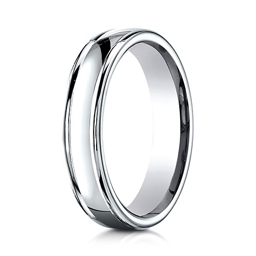 4mm Concave Low Domed Comfort-Fit Wedding Band by Benchmark Ring - Solid 14K White Gold Slide 1