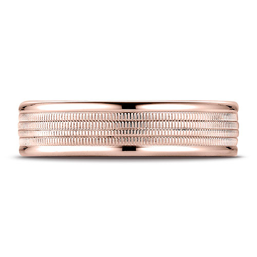 6mm Milgrain Centered Wedding Band by Benchmark Rings in 14K Rose Gold Slide 1