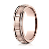6mm Designer Raised Brick Center Wedding Band by Benchmark Rings in 14K Rose Gold thumb 0