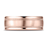 8mm Satin Center Duo Milgrain Comfort-Fit Wedding Band by Benchmark 14K Rose Gold thumb 1