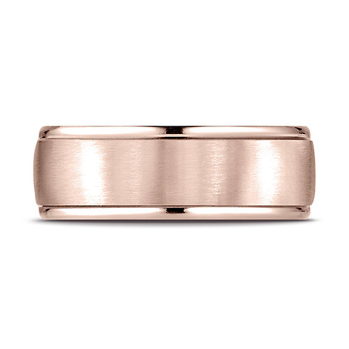8mm Satin Polished Low Dome Wedding Band by Benchmark Rings in 14K Rose Gold Slide 1