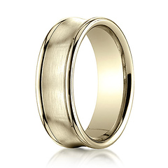 7.5mm 14K Yellow Gold Satin Concave Rimmed Benchmark Wedding Band