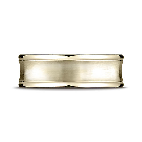 7.5mm 14K Yellow Gold Satin Concave Rimmed Benchmark Wedding Band Slide 1