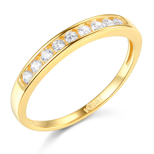 2.5 mm 9-Stone Round-Cut Channel-Set Wedding Band in 14K Yellow Gold Slide 0