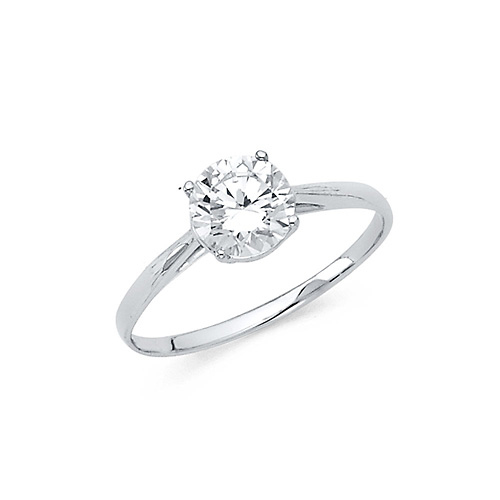 1-CT 4-Prong Solitaire Basket-Set Round-Cut CZ Wedding Ring in 14K White Gold Slide 0