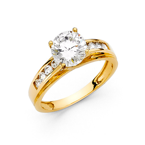1.5-CT Trellis Cathedral-Set with Channel Side CZ Wedding Ring in 14K Yellow Gold Slide 0