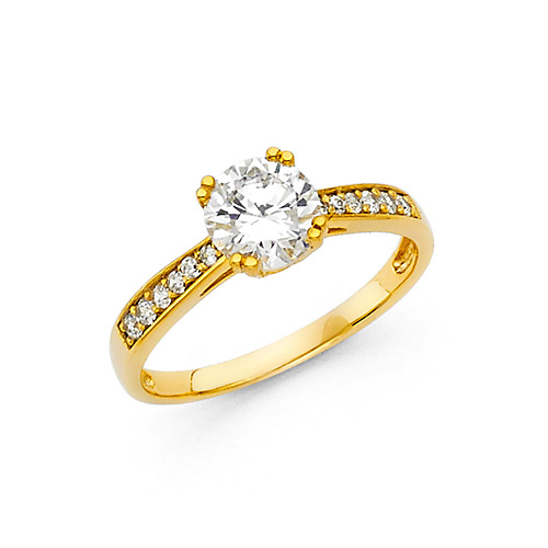 1-CT Basket Cathedral Round-Cut & Pave CZ Engagement Ring in 14K Yellow Gold Slide 0