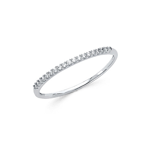 18-Stone Round-Cut CZ Wedding Band in 14K White Gold Slide 0