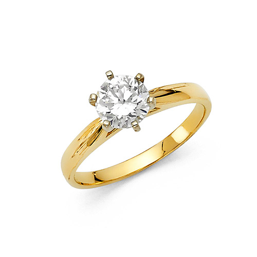 1.25 CT Round-Cut Peg Head Cathedral CZ Engagement Ring in 14K Yellow Gold Slide 0