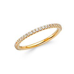 2mm Round-Cut Cubic Zirconia CZ Wedding Band in 14K Yellow Gold