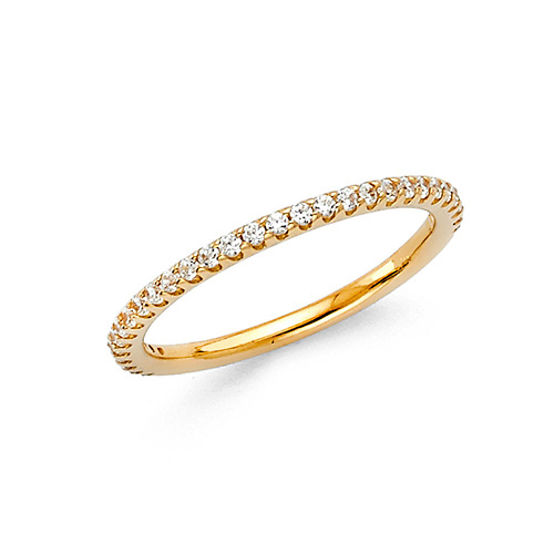 2mm Round-Cut Cubic Zirconia CZ Wedding Band in 14K Yellow Gold Slide 0