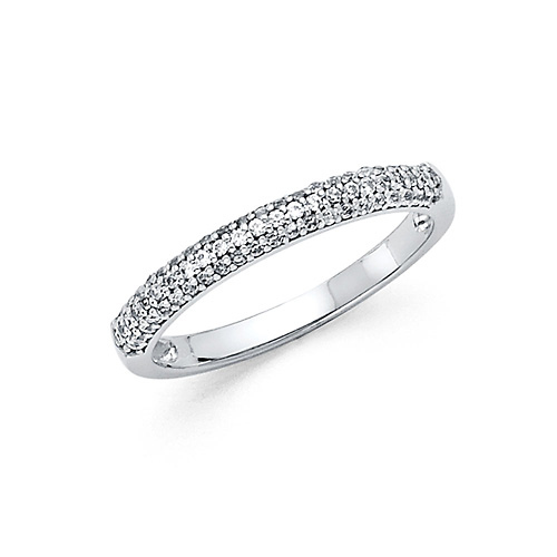 2.5mm Pave Dome Wedding Band in 14K White Gold Slide 0