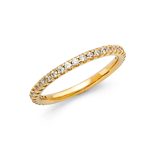2mm 25-Stone Scallop Round-Cut CZ Wedding Band in 14K Yellow Gold Slide 0