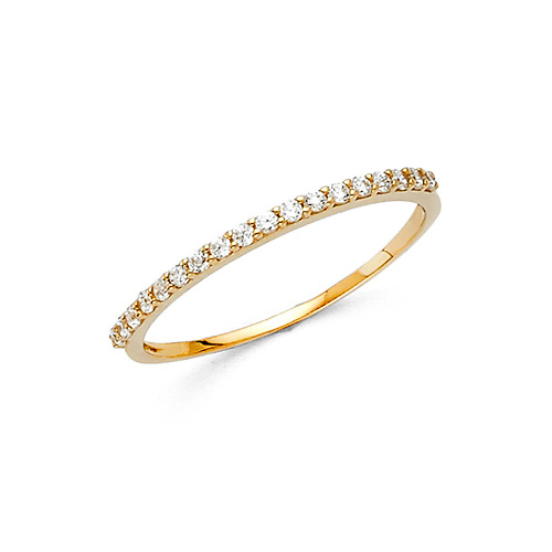 18-Stone Round-Cut CZ Wedding Band in 14K Yellow Gold Slide 0