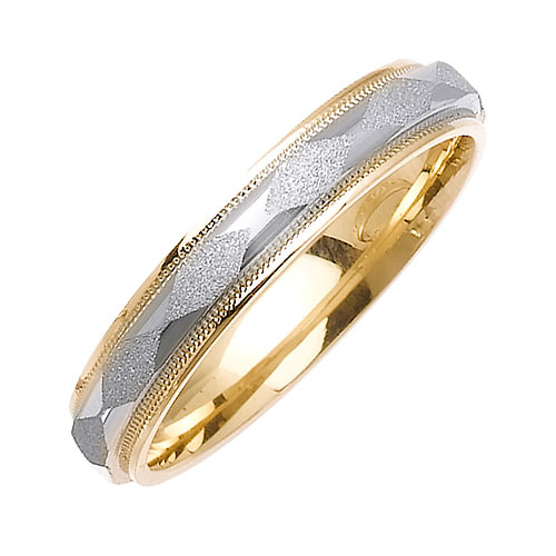 4mm Faceted Milgrain Wedding Band Slide 1