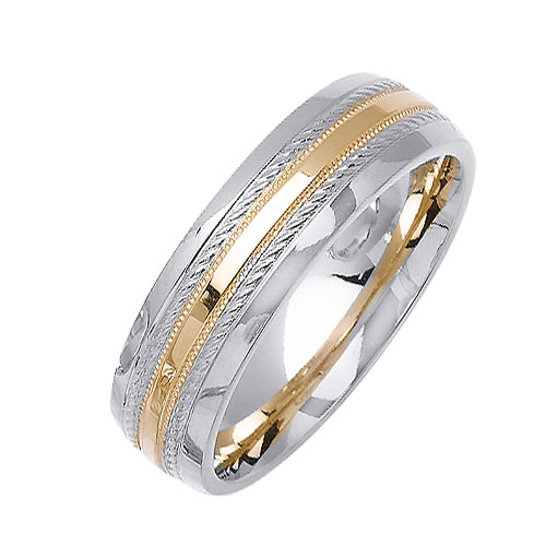 6mm Designer Rope 14K Two-Tone Gold Wedding Band Slide 1