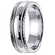7mm Carved Edge Milgrain 14K White Gold Wedding Band thumb 2