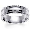 7mm Carved Edge Milgrain 14K White Gold Wedding Band thumb 0