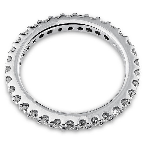 2mm Round-Cut Cubic Zirconia Eternity Ring Band in Sterling Silver (Rhodium) Slide 1