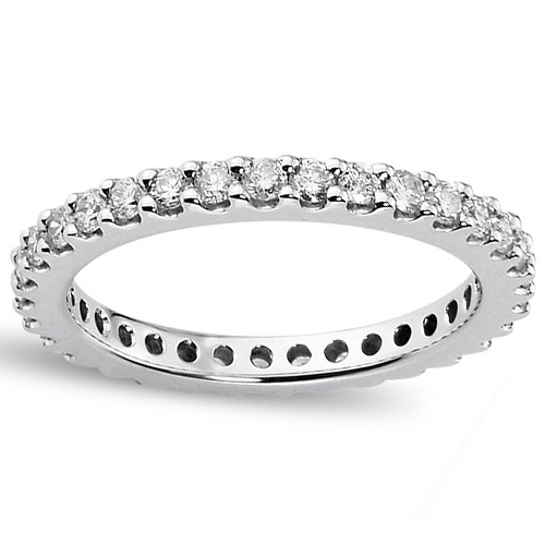 2mm Round-Cut Cubic Zirconia Eternity Ring Band in Sterling Silver (Rhodium) Slide 0
