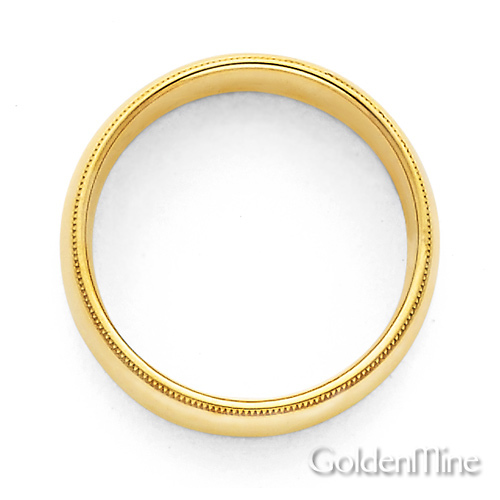 3mm Classic Light Comfort-Fit Dome Milgrain Wedding Band - 10K, 14K, 18K Yellow Gold Slide 2