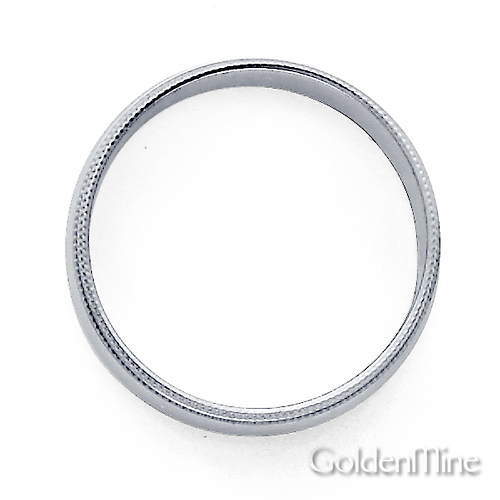 8mm Classic Light Dome Milgrain Men's Wedding Band - 14K White Gold Slide 2