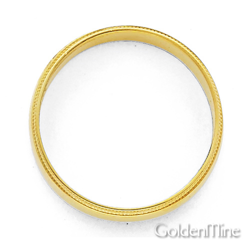 8mm Classic Light Dome Milgrain Men's Wedding Band ? 14K Yellow Gold Slide 2