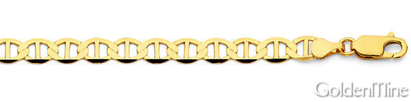 5.5mm 14K Yellow Gold Solid Men's Flat Mariner Chain Necklace 20-24in Slide 1
