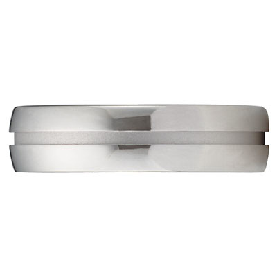 14k White Gold Ridge Wedding Band Slide 0