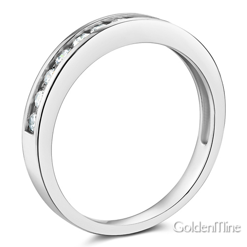 3mm Channel-Set Round CZ Wedding Band in 14K White Gold Slide 1