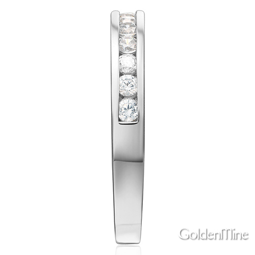 3mm Channel-Set Round CZ Wedding Band in 14K White Gold Slide 2